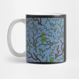 Blue deep dark forest. Saturated dark pattern. Mug